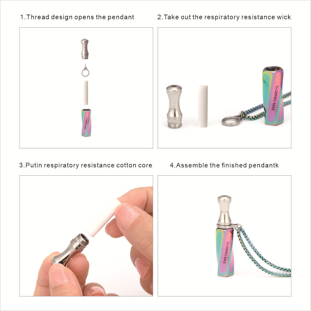 ステンレス製吸入器ネックレス 天然アロマ ベイプ式呼吸器 詰 - Vaping Air のレビューと価格