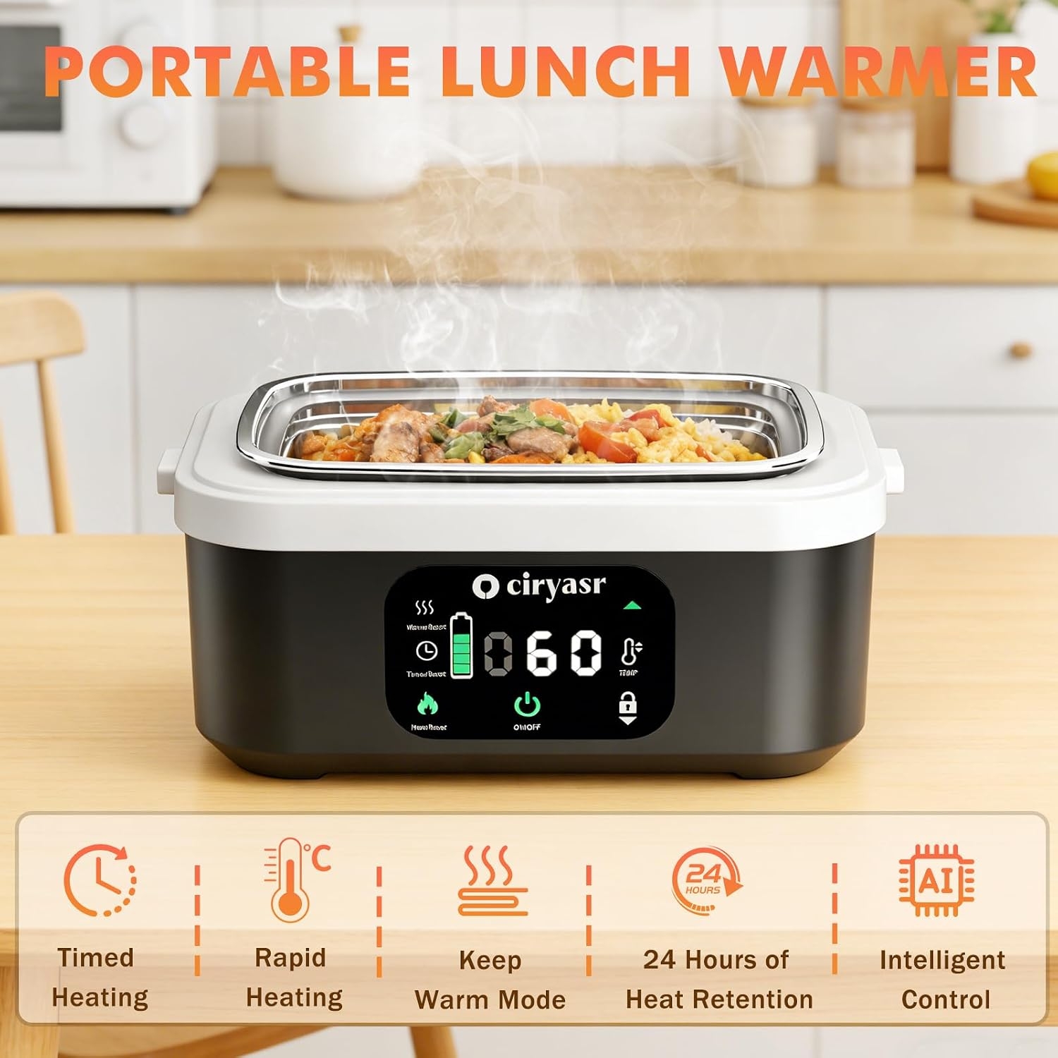 強力な電気ランチボックス、1.35L 20000mAhバッテ - Battery Case Storage のレビューと価格